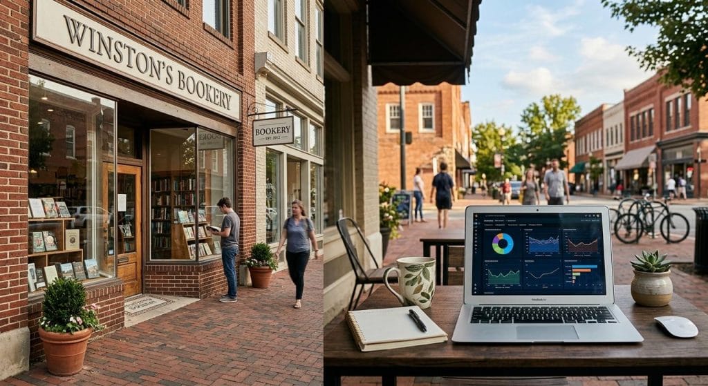 Laptop showing website analytics graphs representing SEO company Winston-Salem services for a local small business